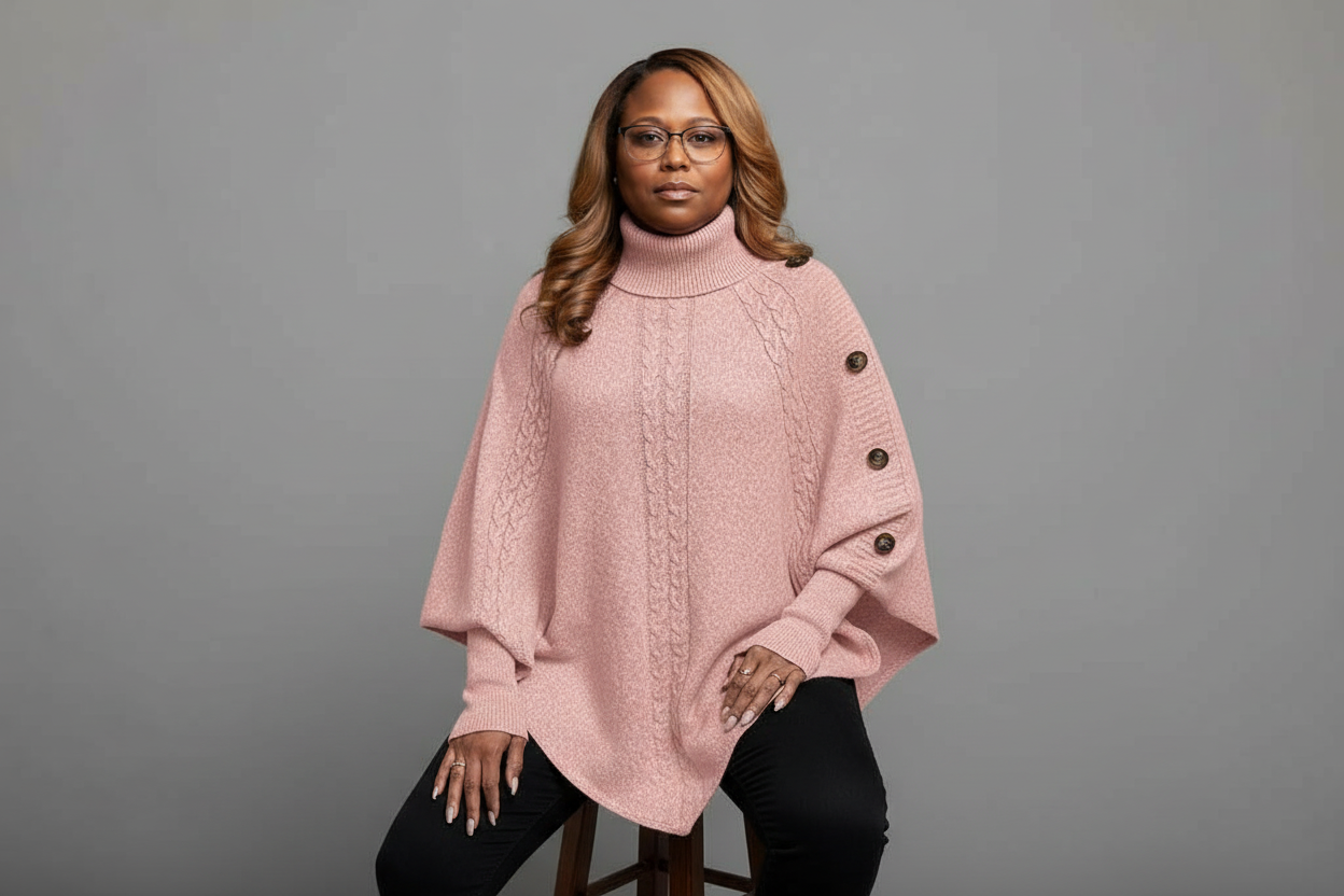 EMERY ROSE    Black and White Striped Turtleneck Long Top