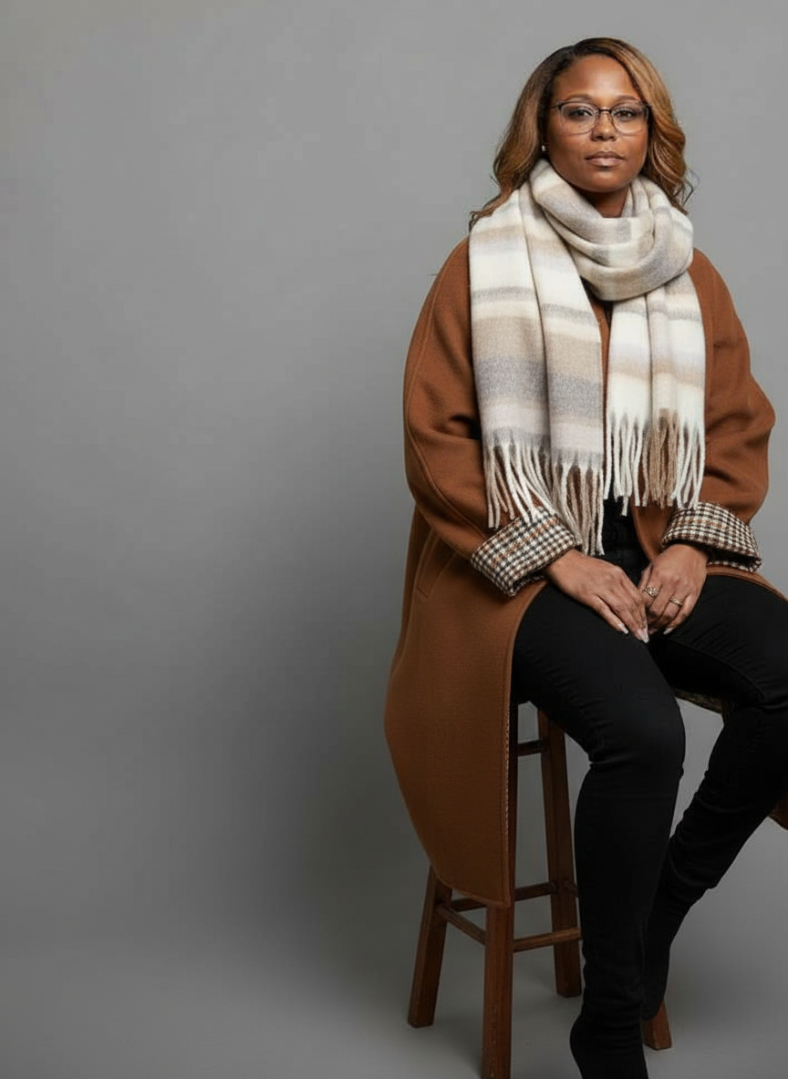 1pc Ladies' Autumn And Winter New Retro Maillard Scarf,