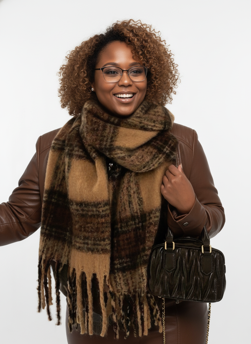 1pc Ladies' Autumn And Winter New Retro Maillard Scarf,